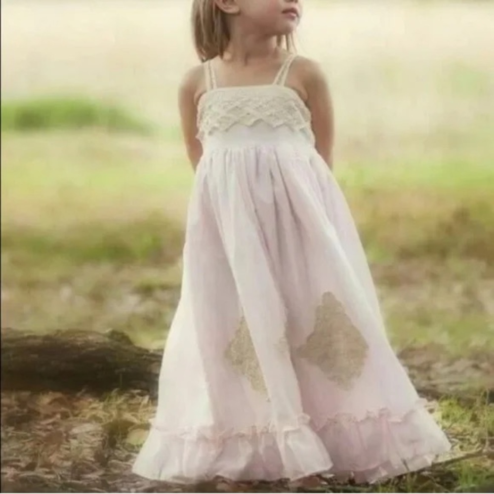 WDW Well Dressed Wolf NWT 9-10 Pink Lurex & Lace Maxi Dress